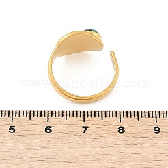 楕円形 304 ステンレススチール オープンカフリング  女性用天然宝石リング  18KGP本金メッキ  イオンプレーティング（ip）  usサイズ7 1/4(17.5mm)&nbsp;RJEW-Z078-09G