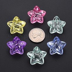 透明なアクリルビーズ  多面カット  スター  ミックスカラー  23x24x16mm  穴：3mm  約165個/500g&nbsp;MACR-S373-76-B