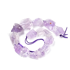 天然石アメジストビーズ連売り  ラフ原石  ナゲット  11~25x11~20mm  穴：1.2mm  約12~15個/連  7.48インチ〜7.87インチ（19~20cm）&nbsp;G-I283-E03