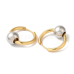 イオンプレーティング（IP）304ステンレススチールフープピアス（女性用）  ラウンド  ゴールデン·ステンレス鋼色  23x21mm&nbsp;EJEW-L287-058GP