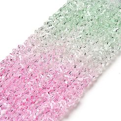 クリアガラスビーズ連売り  セグメント化されたマルチカラービーズ  三角形  蘭  4.5x4x3.5mm  穴：1mm  約134~137個/連  13.27~13.39''（33.7~34センチメートル）&nbsp;X-GLAA-H023-02D