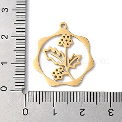 304ステンレスペンダント  花  ゴールドカラー  23.5x21.5x1mm  穴：1.5mm&nbsp;STAS-P338-01I-G