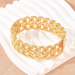 女性用304ステンレススチールバングル  イオンプレーティング（ip）  ゴールドカラー  内径：2-3/8x1-7/8インチ（6x4.9cm）&nbsp;BJEW-Z155-04G