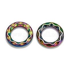 イオンプレーティング（IP）304ステンレス鋼リンクリング  丸いリング  虹色  24.5x3.5mm  内径：16mm&nbsp;STAS-E474-04MC