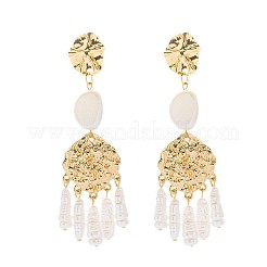 女性のための亜鉛合金シャンデリアピアス  タッセルピアス  ナゲット  模造パールと  ゴールドカラー  90x25mm&nbsp;WGCA29C-04