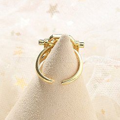 真鍮マイクロパヴェクリアキュービックジルコニアオープンカフリング女性用男性用  カドミウムフリー＆鉛フリー  シールド  18KGP本金メッキ  2.5mm  内径: 調節可能&nbsp;KK-B124-12G