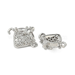 Brass Pave Clear Cubic Zirconia Fruit Connector Charms&nbsp;KK-Z109-01P-01