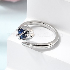 Brass Micro Pave Cubic Zirconia Cuff Open Rings for Women&nbsp;RJEW-L343-01P-05