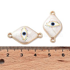 樹脂コネクタチャーム  ライトゴールドトーンの合金エナメルアイリンク  菱形  26x14x2.5mm  穴：1.6mm&nbsp;FIND-E043-11KCG-10