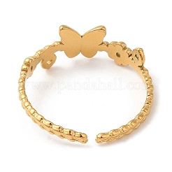 304 Stainless Steel Hollow Flower with Butterfly Open Cuff Rings for Women&nbsp;STAS-D085-05G