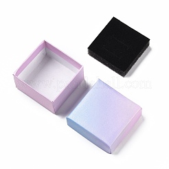 グラデーションカラーの厚紙ギフトボックス  内部のスポンジ  正方形  ピンク＆ライトスカイブルー  5.1x5.1x3.1cm  46x46mm内径  深さ：28mm&nbsp;LS-CBOX-H006-01A