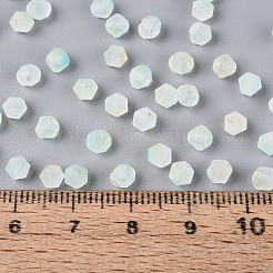 すりガラスのシードビーズ  丸い穴  双円錐形  金粉付き  アクアマリン  4.5x3.5~4mm  穴：1.1mm  約6428個/ポンド&nbsp;SEED-N012-01D