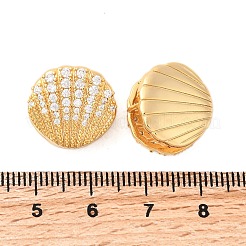 真鍮マイクロパヴェクリアキュービックジルコニアシェルシェイプフープピアス  ニッケルフリー  18KGP本金メッキ  15x16x10.5mm&nbsp;EJEW-C158-05G