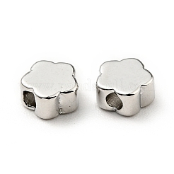 真鍮ビーズ  カドミウムフリー＆鉛フリー  花  プラチナ  5x5x2.5mm  穴：1.4mm&nbsp;KK-G416-30P