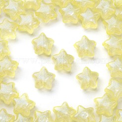 明るい透明なアクリルビーズ  キラキラビーズ  暗闇で光る  スター  きいろ  10x11x6mm  穴：2mm&nbsp;MACR-D024-24F