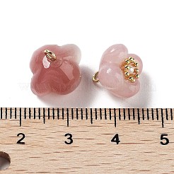 天然瑪瑙とキンモクセイの花のチャーム  ゴールドカラー  10.5~11x9.5~10x9.5~10mm  穴：1.6mm&nbsp;G-Z052-02A