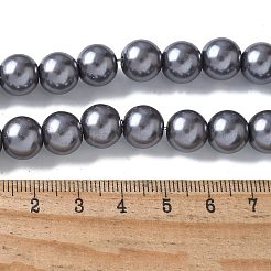 焼き絵用塗料、パール加工ガラスパール、丸ビーズの連  ラウンド  スレートグレイ  10.5x9.5mm  穴：1.5mm  約85個/連  30.94''（78.6センチメートル）&nbsp;LS-HY-XCP0001-22B-01