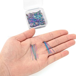 100個2スタイルイオンプレーティング(IP)304ステンレススチールアイピン  虹色  22ゲージ  30x0.6mm  35x0.6mm  穴：2mm  50個/スタイル&nbsp;STAS-LS0001-60MC