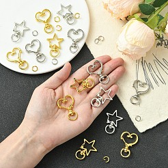 20Pcs 4 Styles Heart/Star Alloy Swivel Clasps&nbsp;FIND-YW0005-60