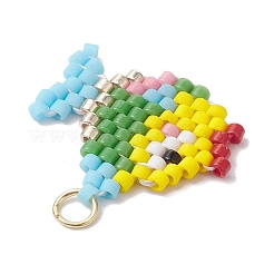 手作りミユキデリカシード織機模様  304ステンレススチールの丸カン付き魚ペンダント  カラフル  17x19x1.8mm  穴：2.5mm&nbsp;PALLOY-MZ00171