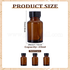 ガラススポイトボトル3個  精油ボトル  ココナッツブラウン  2.9x7.5cm  容量：20ml（0.68fl.oz）  3個/セット&nbsp;MRMJ-LP0001-14