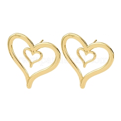 Brass Heart Stud Earrings&nbsp;EJEW-H165-08G