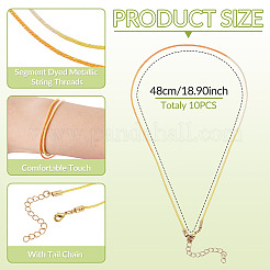 10Pcs Cotton & Metallic Cord Necklace Making&nbsp;NJEW-TAC0055