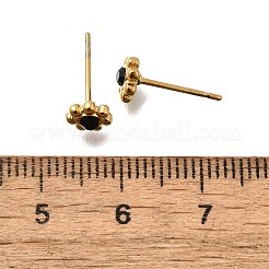 304ステンレススチールスタッドピアス  ラインストーン付き  イオンプレーティング（ip）  花  18KGP本金メッキ  6mm&nbsp;EJEW-F361-20G