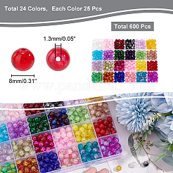 600Pcs 24 Colors Transparent Crackle Glass Beads&nbsp;CCG-PH0001-12