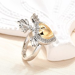 Gothic Style Brass Micro Pave Clear Cubic Zirconia Cuff Rings for Women&nbsp;RJEW-U051-02A-GP