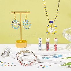 600色の不透明ガラスシードビーズ12個  2穴  長方形  ミックスカラー  4.5~5.5x2x2~2.5mm  穴：0.5~0.8mm  50個/カラー&nbsp;SEED-NB0001-67