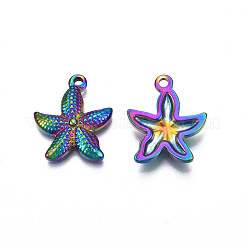イオンプレーティング（IP）304ステンレスペンダント  花  虹色  22.5x19x4mm  穴：2mm&nbsp;STAS-N098-057