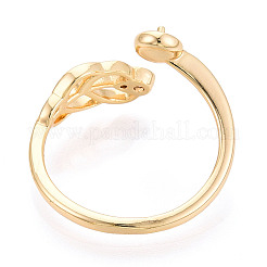 Leaf Brass Micro Pave Cubic Zirconia Cup Peg Ring Settings&nbsp;KK-N274-07G