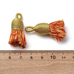 綿のタッセルのペンダント  ポリエステルと  レッドオレンジ  32~37x11~12mm  穴：2x4.5mm&nbsp;FIND-D302-02A