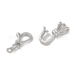 真鍮製折りたたみ式クラスプ  蝶結び  プラチナ  30.5x8x6mm  穴：1.5mm&nbsp;FIND-U017-16P-03