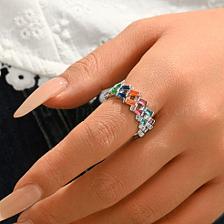 Brass Pave Cubic Zirconia Finger Rings for Women&nbsp;MR6929