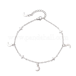 304 Stainless Steel Cross Link Chain Anklets&nbsp;AJEW-AN00739-02