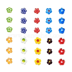 手作りミッレフィオーリガラスビーズ  花  ミックスカラー  4~7.2x2.6mm  穴：1mm  76~83個/箱&nbsp;LK-YW0001-05