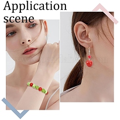 30個3色手作りランプワークビーズ  りんご  ミックスカラー  12~13x10mm  穴：1.6~1.8mm  10個/カラー&nbsp;LAMP-YW0004-25