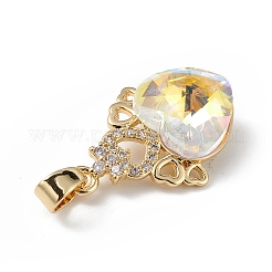Real 18K Gold Plated Rack Plating Brass Micro Pave Clear Cubic Zirconia Pendants&nbsp;KK-C015-30G-08