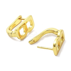 女性用真鍮文字スタッドピアス  鉛フリー＆カドミウムフリー  18KGP本金メッキ  文字B  15x8mm&nbsp;EJEW-A038-01B-G