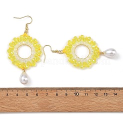 Brass Glass Beads Dangle Earrings&nbsp;EJEW-MZ00764