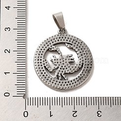 304ステンレスペンダント  十二星座のチャームが付いたフラットラウンド  アンティークシルバー  蠍座  28x25x2mm  穴：7x5mm&nbsp;STAS-C084-01J-AS