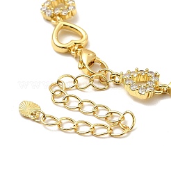 Clear Cubic Zirconia Hollow Heart Link Chain Bracelet&nbsp;BJEW-A132-12G