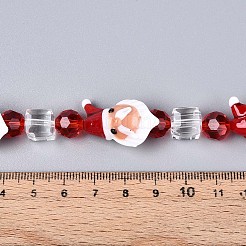 クリスマステーマの手作りランプワークビーズ連売り  ガラスと  多面カット  サンタクロース  26~27x16~18x14~15mm  穴：0.8~1.4mm  約3個/連  7.48インチ（19cm）&nbsp;LAMP-N028-18A