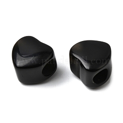 天然黒曜石のヨーロッパ産ビーズ  ハートに大きな穴ビーズ  13x14.5~15x10.5~11mm  穴：5.5~5.6mm&nbsp;G-C269-01C