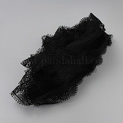 ポリエステルフラワーレースリボン  ウェディングドレスの装飾用の花飾り  服飾材料  ブラック  1-7/8インチ（47mm）&nbsp;OCOR-WH20006-43B