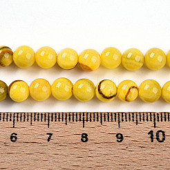 天然石ペルシア翡翠ビーズ連売り  ラウンド  染め  ゴールド  6~7mm  穴：1.2mm  約62~65個/連  14.96~15.75インチ（38~40cm）&nbsp;G-A255-A02-01I