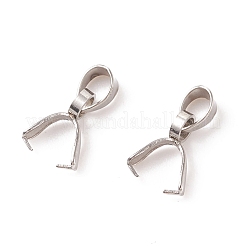 変色しない201ステンレススチールペンダントピンチベイル  ステンレス鋼色  9x7x2.5mm  穴：4.5x3mm  ピン：1mm&nbsp;STAS-P223-16P-A