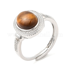 Natural Gemstone Oval Adjustable Ring&nbsp;RJEW-A020-01P